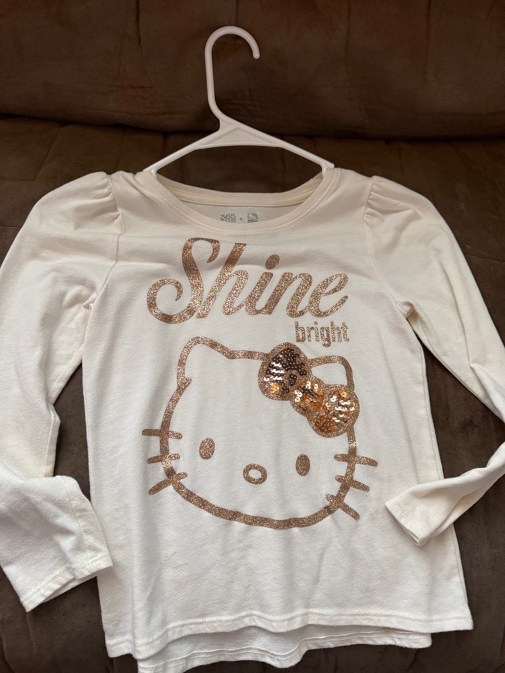 Girls' Cream Long-Sleeve 'Shine Bright' Hello Kitty Sequin Top